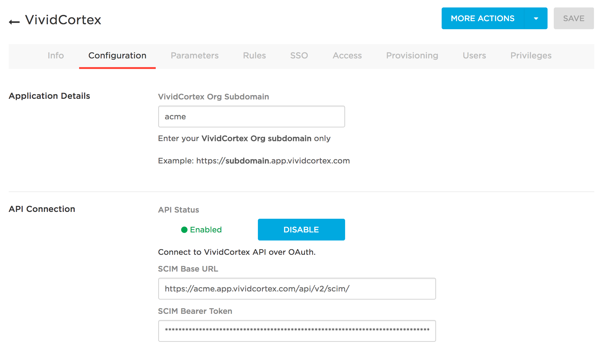 OneLogin Config Sample